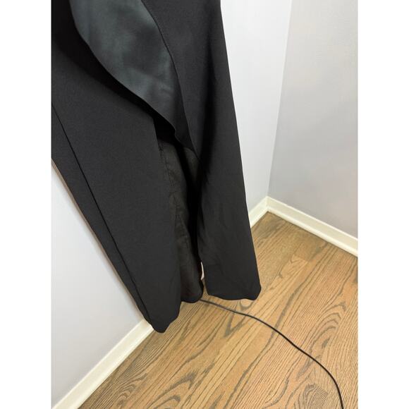 Halston Heritage One-Shoulder Draped Satin-Paneled Crepe Gown Black Dress Sz 4 - Picture 16 of 16